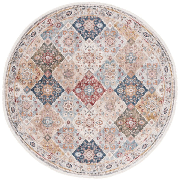 Safavieh Lauren Ralph Diamond Lattice Floral Area Rug Turkish Polyester Old World Living Room 6'-7" x 6'-7" Round LRL1401A-7R