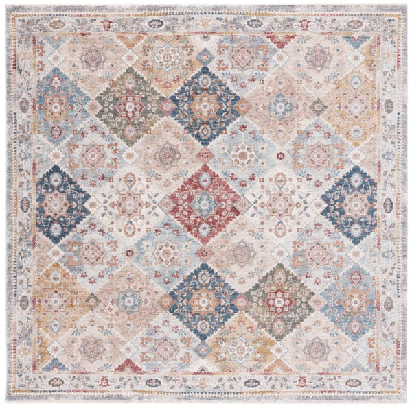 Safavieh Lauren Ralph Diamond Lattice Floral Area Rug Turkish Polyester Old World Living Room 6'-7" x 6'-7" Square LRL1401A-7SQ