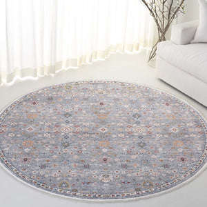 Safavieh Lauren Ralph Heriz Medallion Area Rug Power Loomed Polyester Blend for Living Rooms 6'-7" x 6'-7" Round LRL1402F-7R