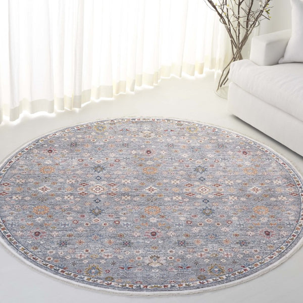 Safavieh Lauren Ralph Heriz Medallion Area Rug Power Loomed Polyester Blend for Living Rooms 6'-7" x 6'-7" Round LRL1402F-7R