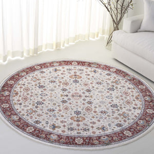 Safavieh Lauren Ralph Traditional Power Loomed Area Rug in Polyester Cotton Blend for Large Rooms 6'-7" x 6'-7" Round LRL1403A-7R