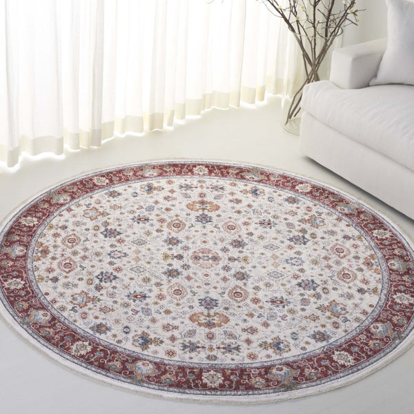 Safavieh Lauren Ralph Traditional Power Loomed Area Rug in Polyester Cotton Blend for Large Rooms 6'-7" x 6'-7" Round LRL1403A-7R