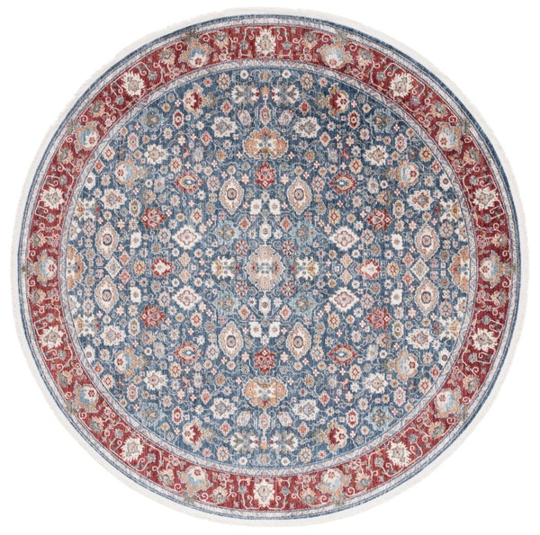 Safavieh Lauren Ralph Power-Loomed Polyester Cotton Blend Traditional Area Rug for Living Room 6'-7" x 6'-7" Round LRL1403M-7R