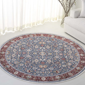 Safavieh Lauren Ralph Power-Loomed Polyester Cotton Blend Traditional Area Rug for Living Room 6'-7" x 6'-7" Round LRL1403M-7R
