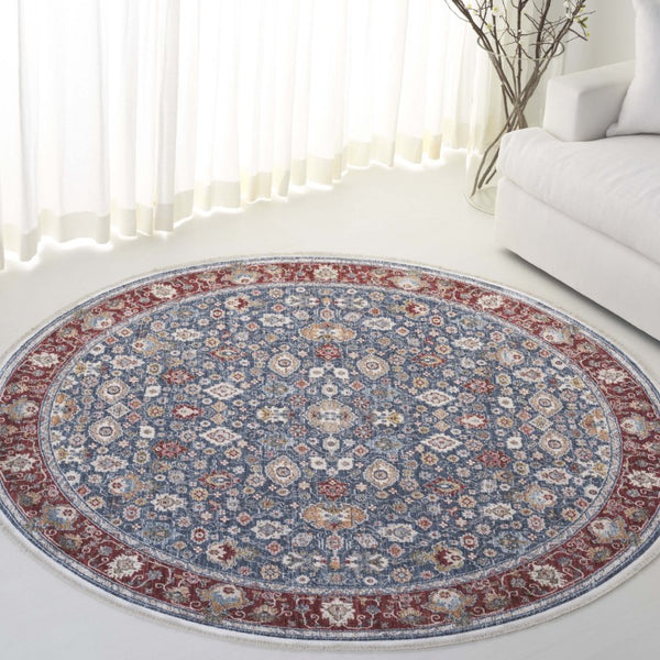 Safavieh Lauren Ralph Power-Loomed Polyester Cotton Blend Traditional Area Rug for Living Room 6'-7" x 6'-7" Round LRL1403M-7R