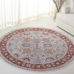 Safavieh Lrl Medallion Accent Rug Space-Dyed Polyester Traditional Floral for Entryways and Cozy Nooks 6'-7" x 6'-7" Round LRL1412F-7R