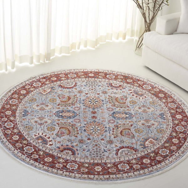 Safavieh Lrl Medallion Accent Rug Space-Dyed Polyester Traditional Floral for Entryways and Cozy Nooks 6'-7" x 6'-7" Round LRL1412F-7R