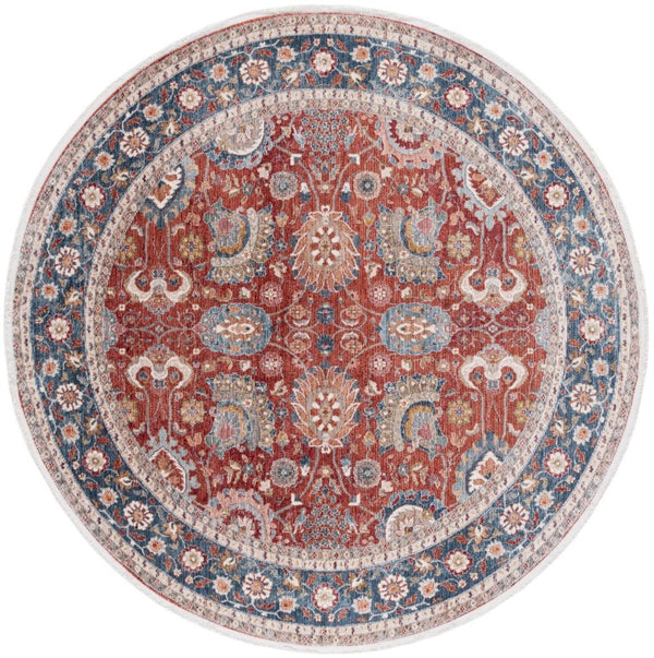 Safavieh Lrl Manley Traditional Runner Rug in Bold Red Navy Ivory for Entryways and Hallways 6'-7" x 6'-7" Round LRL1412P-7R