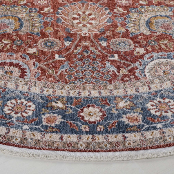 Safavieh Lrl Manley Traditional Runner Rug in Bold Red Navy Ivory for Entryways and Hallways 6'-7" x 6'-7" Round LRL1412P-7R