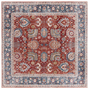 Safavieh Lrl Manley Traditional Runner Rug in Bold Red Navy Ivory for Entryways and Hallways 6'-7" x 6'-7" Square LRL1412P-7SQ