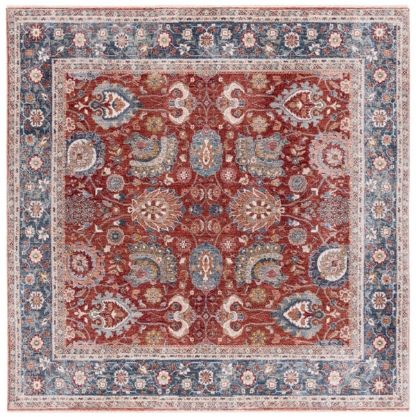 Safavieh Lrl Manley Traditional Runner Rug in Bold Red Navy Ivory for Entryways and Hallways 6'-7" x 6'-7" Square LRL1412P-7SQ