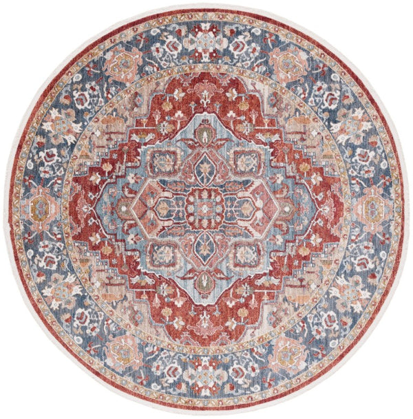 Safavieh Lrl Newtown Persian Floral Runner Spacedyed Polyester Hallway Rug Made in Turkey 6'-7" x 6'-7" - Round LRL1413B-7R