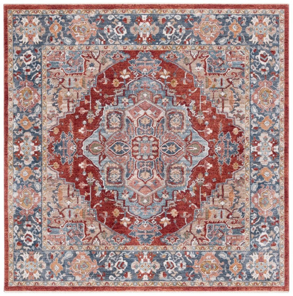 Safavieh Lrl Newtown Persian Floral Runner Spacedyed Polyester Hallway Rug Made in Turkey 6'-7" x 6'-7" - Square LRL1413B-7SQ