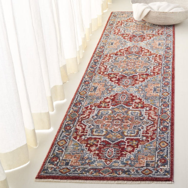 Safavieh Lrl Pemberton Power Loomed Polyester Rug with Heritage Medallion Motifs in Blue and Ivory 2'-0" x 8'-0" LRL1415M-28