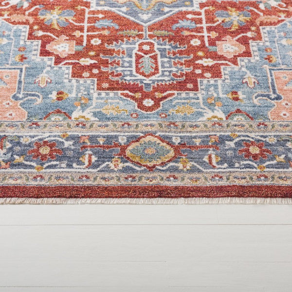 Safavieh Lrl Pemberton Power Loomed Polyester Rug with Heritage Medallion Motifs in Blue and Ivory 5'-0" x 8'-0" LRL1415M-5