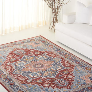 Safavieh Lrl Pemberton Power Loomed Polyester Rug with Heritage Medallion Motifs in Blue and Ivory 6'-0" x 9'-2" LRL1415M-6