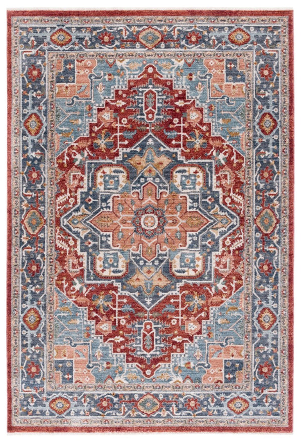 Safavieh Lrl Pemberton Power Loomed Polyester Rug with Heritage Medallion Motifs in Blue and Ivory 6'-0" x 9'-2" LRL1415M-6