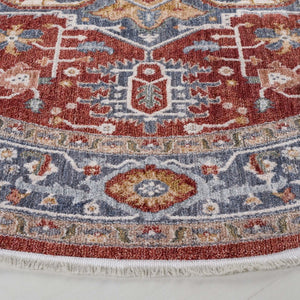 Safavieh Lrl Pemberton Power Loomed Polyester Rug with Heritage Medallion Motifs in Blue and Ivory 6'-7" x 6'-7" Round LRL1415M-7R