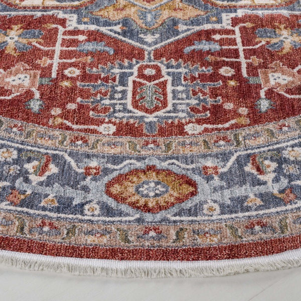 Safavieh Lrl Pemberton Power Loomed Polyester Rug with Heritage Medallion Motifs in Blue and Ivory 6'-7" x 6'-7" Round LRL1415M-7R