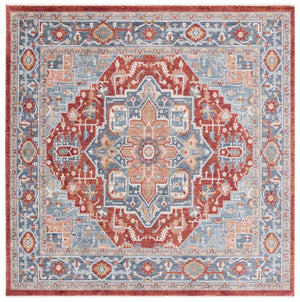 Safavieh Lrl Pemberton Power Loomed Polyester Rug with Heritage Medallion Motifs in Blue and Ivory 6'-7" x 6'-7" Square LRL1415M-7SQ