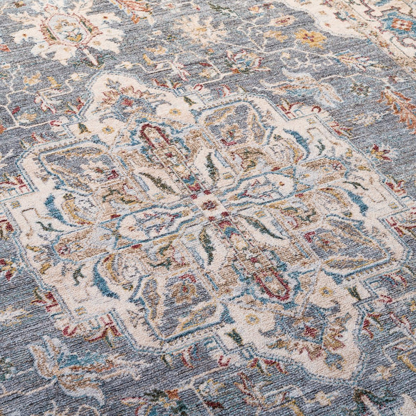 Safavieh Lauren Oversized Blue-Grey & Ivory Rug 8X10, Low-Profile Power-Loomed 1/4" Pile For Living Rooms 8'-0" x 10'-0" LRL1420H-8