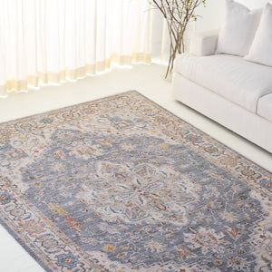 Safavieh Lauren Oversized Blue-Grey & Ivory Rug 8X10, Low-Profile Power-Loomed 1/4" Pile For Living Rooms 8'-0" x 10'-0" LRL1420H-8