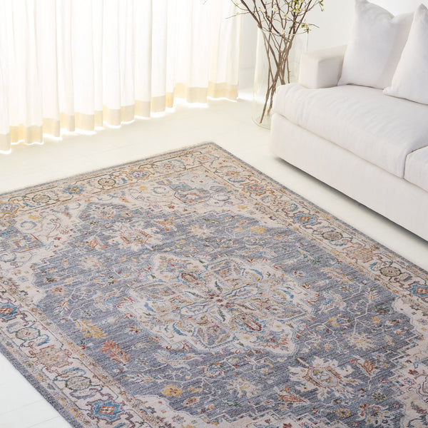 Safavieh Lauren Oversized Blue-Grey & Ivory Rug 8X10, Low-Profile Power-Loomed 1/4" Pile For Living Rooms 8'-0" x 10'-0" LRL1420H-8