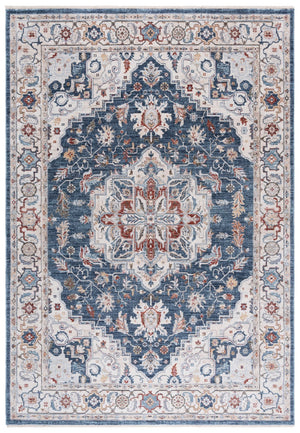 Safavieh Lauren Contemporary Power-Loomed Area Rug In Bold Blue And Beige-Red, Low-Profile Durable Style 6'-7" x 6'-7" LRL1420M-7SQ
