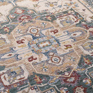 Safavieh Lauren Contemporary Square Area Rug In Ivory & Blue-Green — Low Pile Power-Loomed Turkish Durability 6'-7" x 6'-7" LRL1422A-7SQ