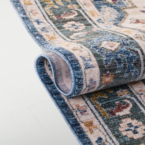 Safavieh Lauren Contemporary Square Area Rug In Ivory & Blue-Green — Low Pile Power-Loomed Turkish Durability 6'-7" x 6'-7" LRL1422A-7SQ