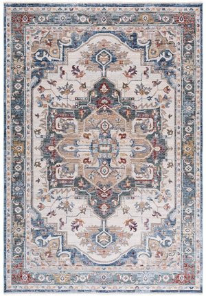 Safavieh Lauren Contemporary Ivory Area Rug With Blue-Green Accents, Low-Profile Power‑Loomed Turkish Rug 4'-0" x 6'-0" LRL1422A-4