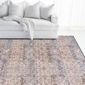 Safavieh Lauren Ralph Medallion Area Rug Ivory Navy Distressed Vintage Transitional Living Room 10'-0" x 14'-0" LRL1614A-10