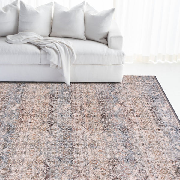 Safavieh Lauren Ralph Medallion Area Rug Ivory Navy Distressed Vintage Transitional Living Room 10'-0" x 14'-0" LRL1614A-10
