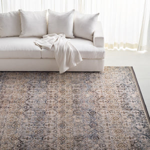 Safavieh Lauren Ralph Medallion Area Rug Ivory Navy Distressed Vintage Transitional Living Room 10'-0" x 14'-0" LRL1614A-10