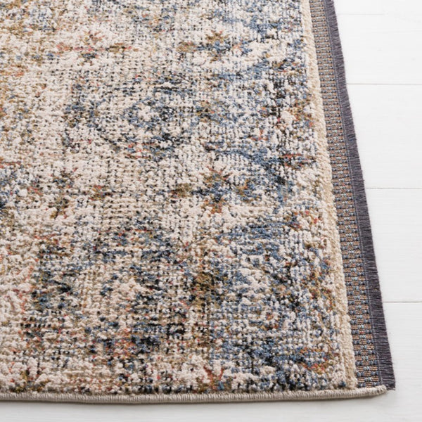 Safavieh Lauren Ralph Medallion Area Rug Ivory Navy Distressed Vintage Transitional Living Room 10'-0" x 14'-0" LRL1614A-10