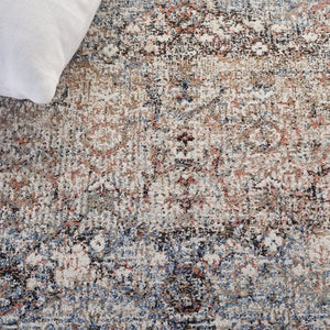 Safavieh Lauren Ralph Medallion Area Rug Ivory Navy Distressed Vintage Transitional Living Room 6'-0" x 9'-2" LRL1614A-6