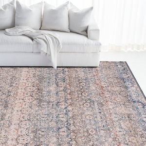 Safavieh Lauren Ralph Transitional Area Rug Power Loomed Turkey Navy Rust Polyester Blend 10'-0" x 14'-0" LRL1614N-10