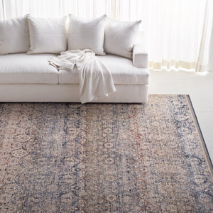 Safavieh Lauren Ralph Transitional Area Rug Power Loomed Turkey Navy Rust Polyester Blend 10'-0" x 14'-0" LRL1614N-10