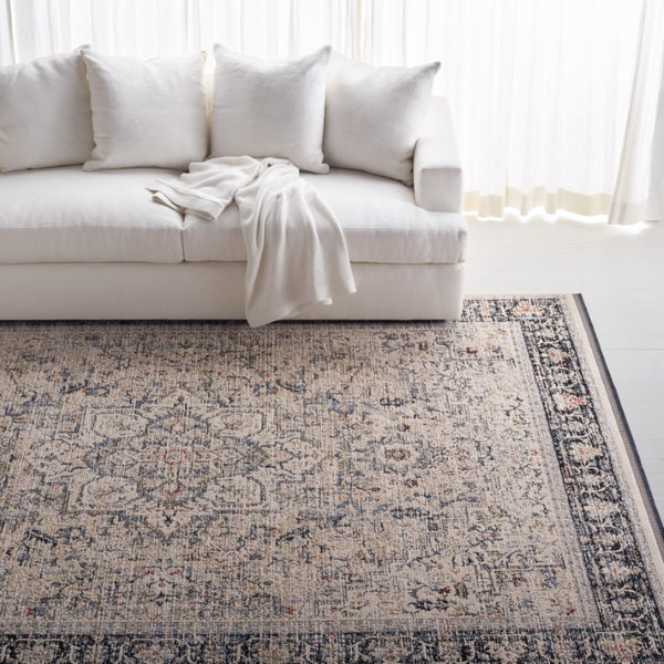 Safavieh Lauren Ralph Transitional Area Rug Ivory Navy Bordered Motif for Living and Dining Rooms 10'-0" x 14'-0" LRL1616A-10