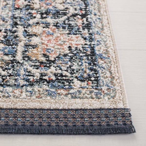 Safavieh Lauren Ralph Transitional Area Rug Ivory Navy Bordered Motif for Living and Dining Rooms 10'-0" x 14'-0" LRL1616A-10