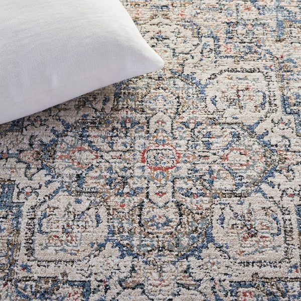 Safavieh Lauren Ralph Transitional Area Rug Ivory Navy Bordered Motif for Living and Dining Rooms 6'-0" x 9'-2" LRL1616A-6