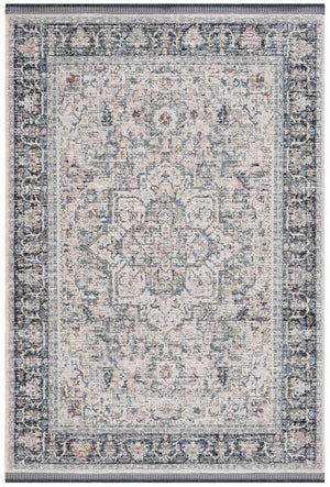 Safavieh Lauren Ralph Transitional Area Rug Ivory Navy Bordered Motif for Living and Dining Rooms 6'-0" x 9'-2" LRL1616A-6