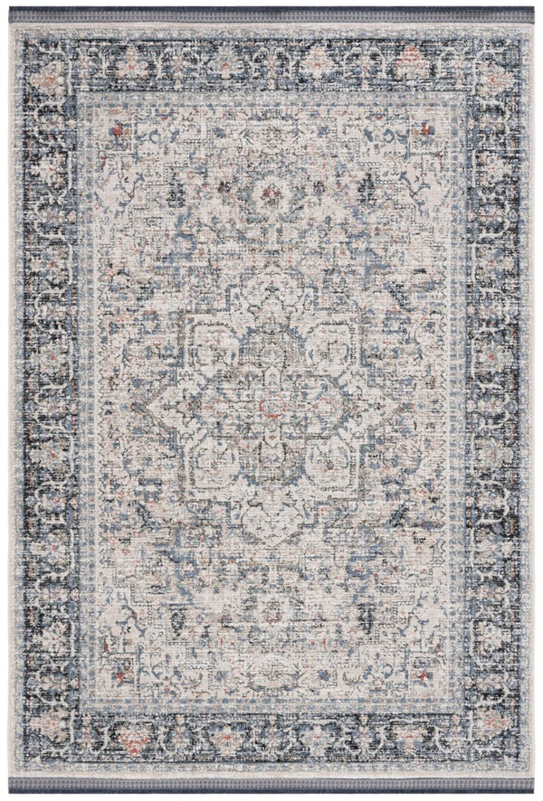 Safavieh Lauren Ralph Transitional Area Rug Ivory Navy Bordered Motif for Living and Dining Rooms 6'-0" x 9'-2" LRL1616A-6