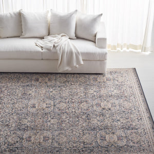 Safavieh Lauren Ralph Ivory Navy Transitional Area Rug Power Loomed Polyester Blend Living Room 10'-0" x 14'-0" LRL1618A-10