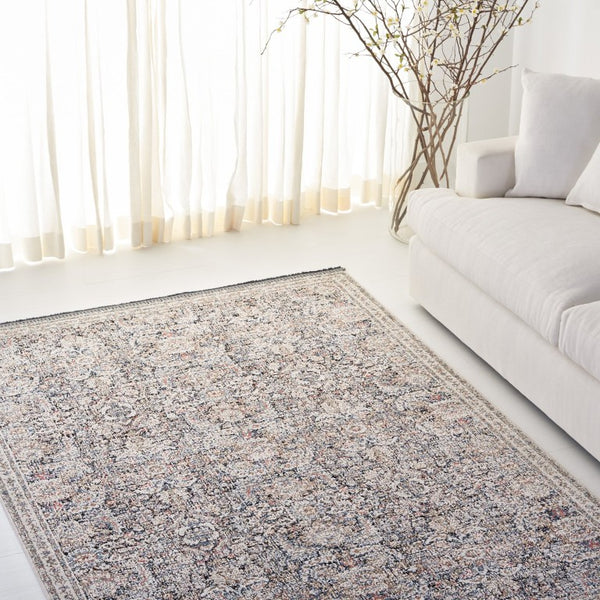Safavieh Lauren Ralph Ivory Navy Transitional Area Rug Power Loomed Polyester Blend Living Room 6'-0" x 9'-2" LRL1618A-6