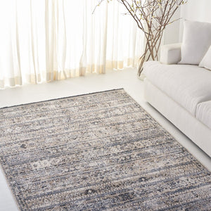 Safavieh Kiliney Power Loomed Solid Ivory Navy Area Rug for Living Room or Bedroom 6'-0" x 9'-2" LRL1620A-6