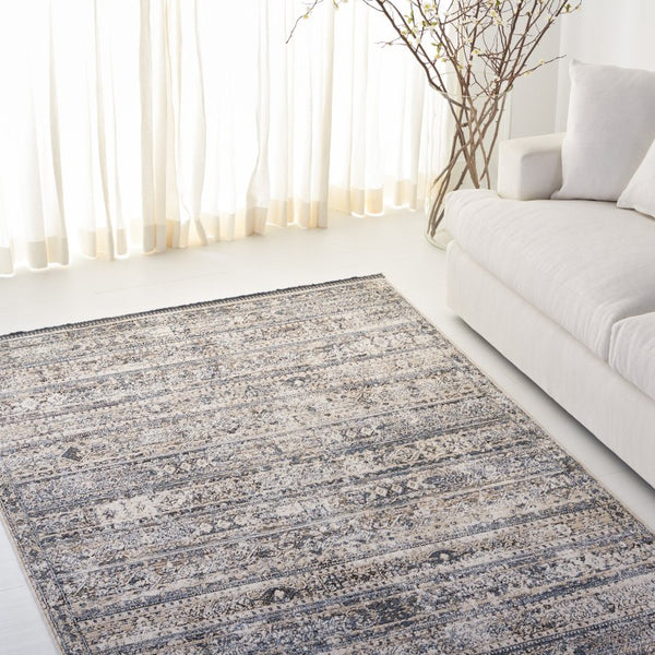 Safavieh Kiliney Power Loomed Solid Ivory Navy Area Rug for Living Room or Bedroom 6'-0" x 9'-2" LRL1620A-6