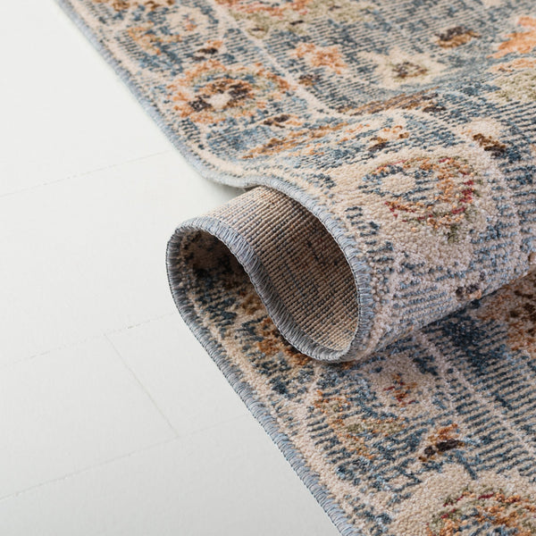 Safavieh Lauren Vintage Oushak Area Rug In Blue Ivory Rust — Low‑Profile, Power‑Loomed Turkish Weave, Eco Fabric 9'-0" x 12'-0" LRL1630M-9