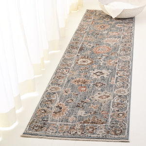 Safavieh Lauren Vintage Oushak Area Rug In Blue Ivory Rust — Low‑Profile, Power‑Loomed Turkish Weave, Eco Fabric 9'-0" x 12'-0" LRL1630M-9