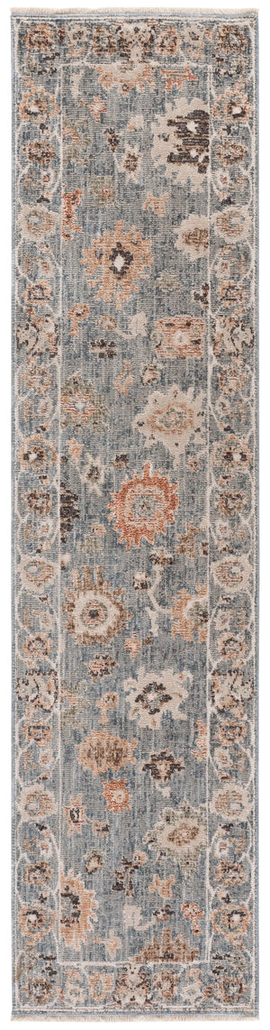 Safavieh Lauren Vintage Oushak Area Rug In Blue Ivory Rust — Low‑Profile, Power‑Loomed Turkish Weave, Eco Fabric 9'-0" x 12'-0" LRL1630M-9